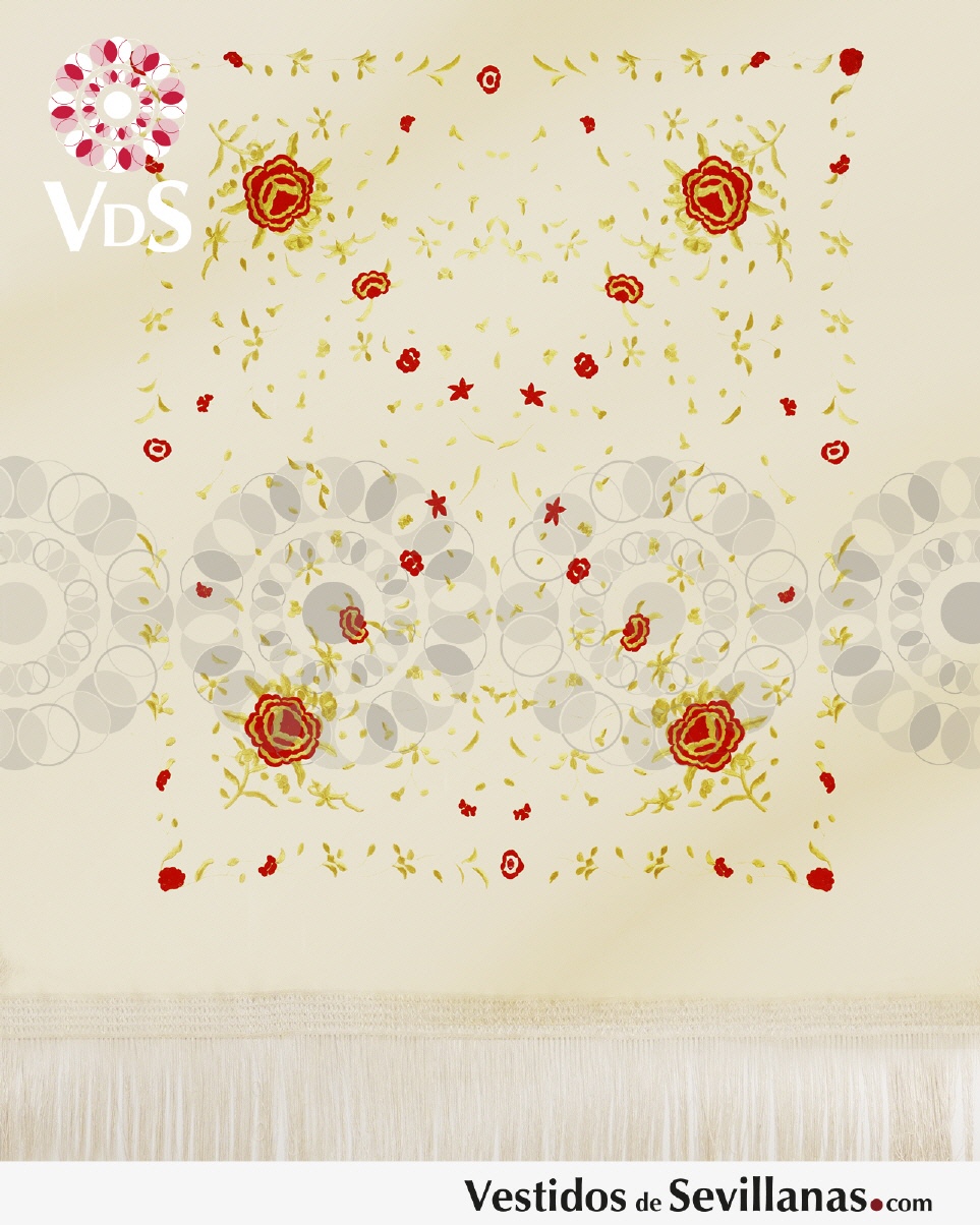 Mant&oacute;n Cuadrado  FLORA Bordado T.3XL_3col