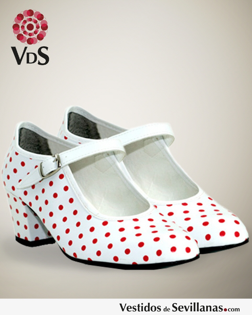 Zapato Flamenco B&Aacute;SICO - Blanco lunares_3col